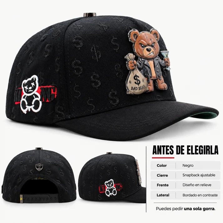 FERRETI HATS PREMIUM FT190 Bad Bear Baseball Cap For Men - Black - OriginalWestern.com