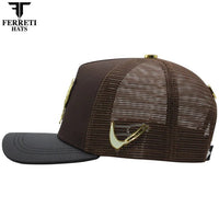 FERRETI HATS PREMIUM FT192 Mr. Gallo Brown Mesh Baseball Cap for Men - Brown - OriginalWestern.com