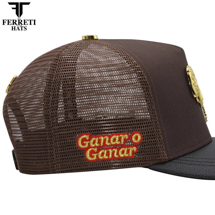 FERRETI HATS PREMIUM FT192 Mr. Gallo Brown Mesh Baseball Cap for Men - Brown - OriginalWestern.com