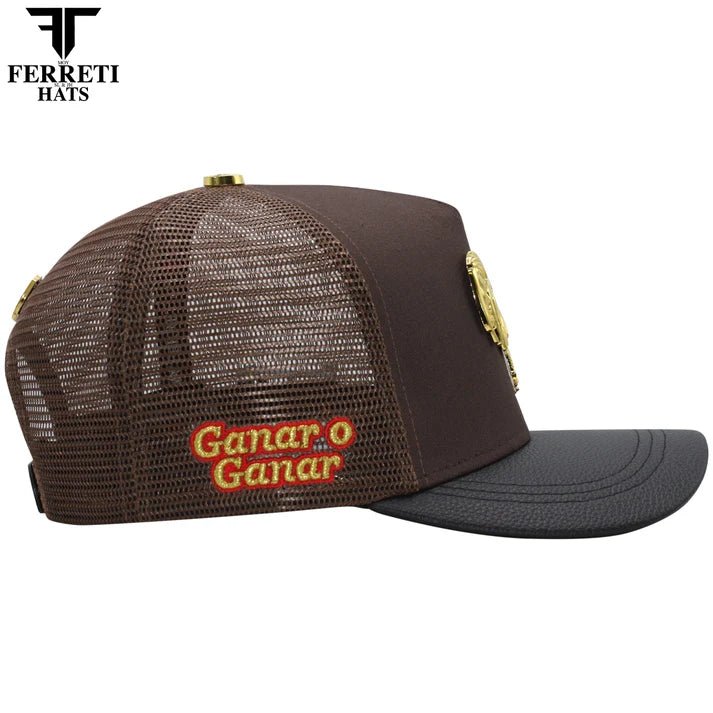 FERRETI HATS PREMIUM FT192 Mr. Gallo Brown Mesh Baseball Cap for Men - Brown - OriginalWestern.com