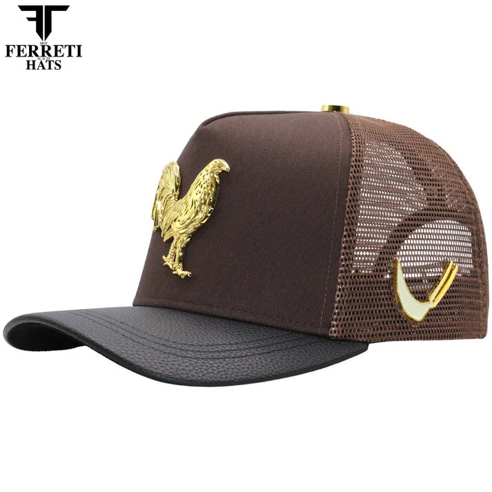 FERRETI HATS PREMIUM FT192 Mr. Gallo Brown Mesh Baseball Cap for Men - Brown - OriginalWestern.com