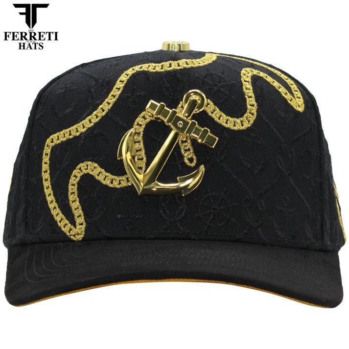 FERRETI HATS PREMIUM FT193 The Anchor Baseball Cap For Men - Black - OriginalWestern.com