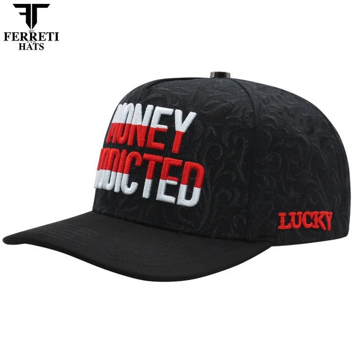 FERRETI HATS PREMIUM FT195 Money Addicted Baseball Cap For Men- Black - OriginalWestern.com