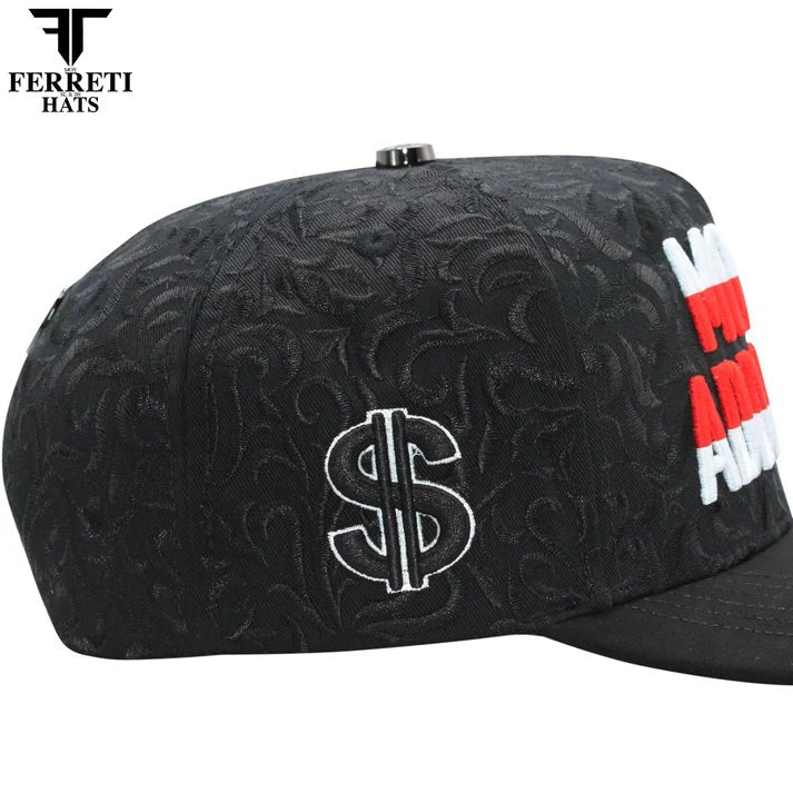 FERRETI HATS PREMIUM FT195 Money Addicted Baseball Cap For Men- Black - OriginalWestern.com