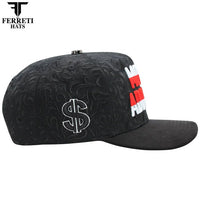 FERRETI HATS PREMIUM FT195 Money Addicted Baseball Cap For Men- Black - OriginalWestern.com