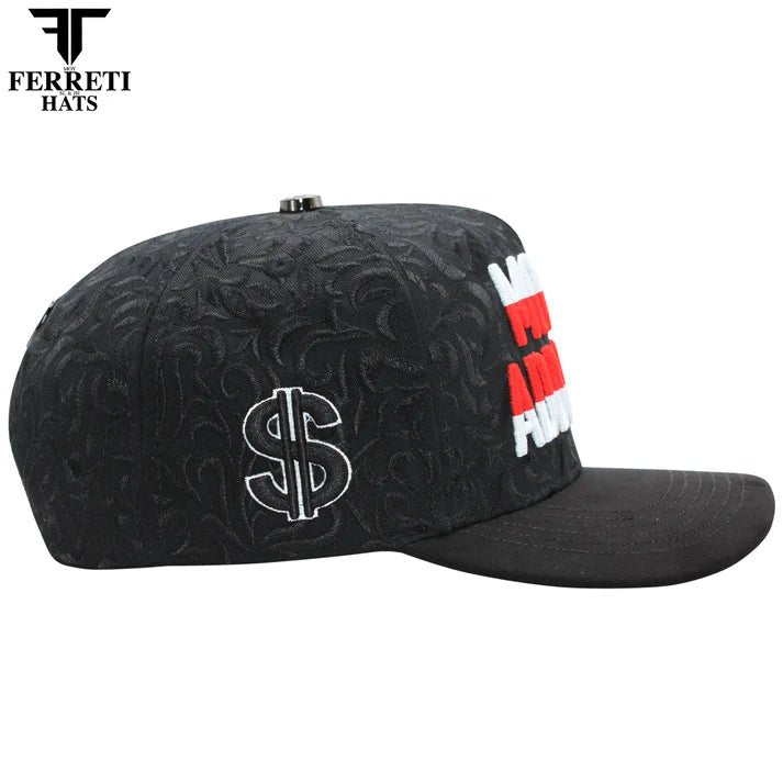 FERRETI HATS PREMIUM FT195 Money Addicted Baseball Cap For Men- Black - OriginalWestern.com
