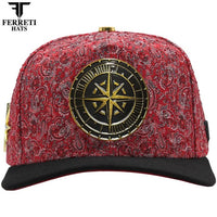 FERRETI HATS PREMIUM FT202 Royal Compass Baseball Cap For Men - Red - OriginalWestern.com