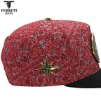 FERRETI HATS PREMIUM FT202 Royal Compass Baseball Cap For Men - Red - OriginalWestern.com