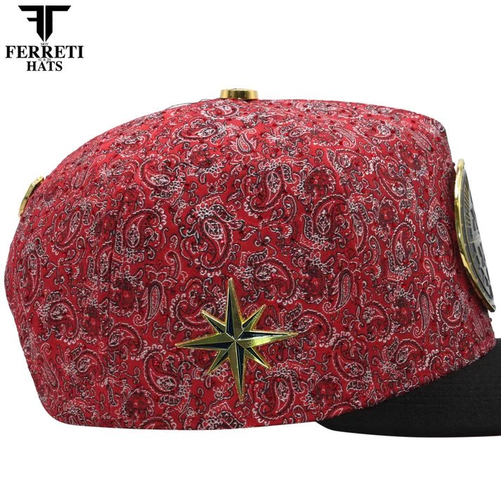 FERRETI HATS PREMIUM FT202 Royal Compass Baseball Cap For Men - Red - OriginalWestern.com