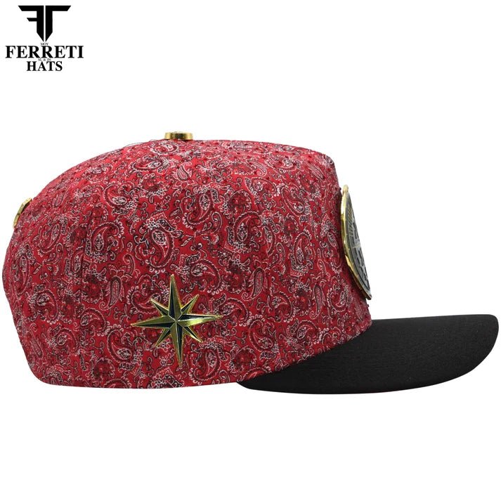FERRETI HATS PREMIUM FT202 Royal Compass Baseball Cap For Men - Red - OriginalWestern.com