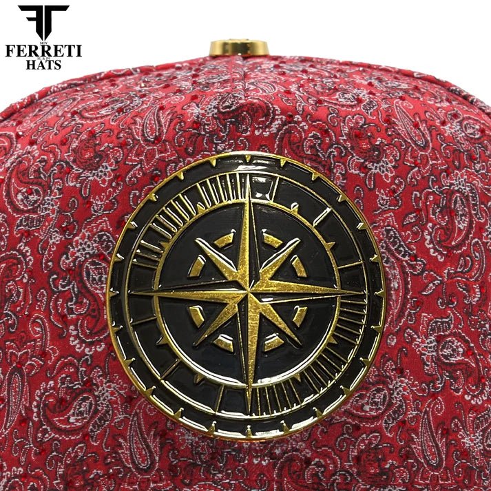 FERRETI HATS PREMIUM FT202 Royal Compass Baseball Cap For Men - Red - OriginalWestern.com