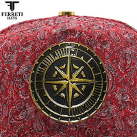 FERRETI HATS PREMIUM FT202 Royal Compass Baseball Cap For Men - Red - OriginalWestern.com
