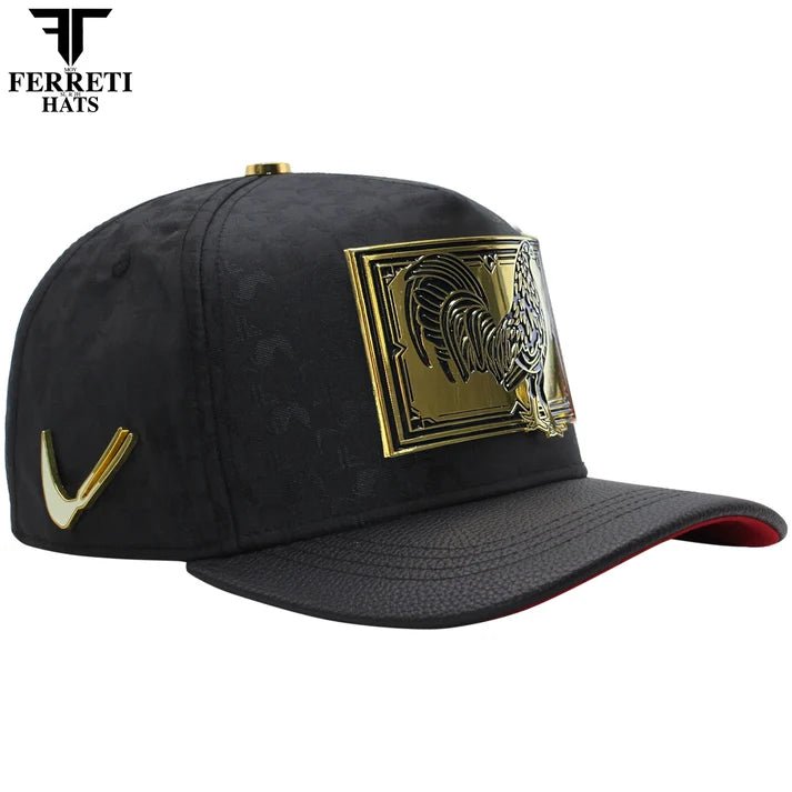 FERRETI HATS PREMIUM FT204 Golden Rooster Baseball Cap For Men - Black - OriginalWestern.com