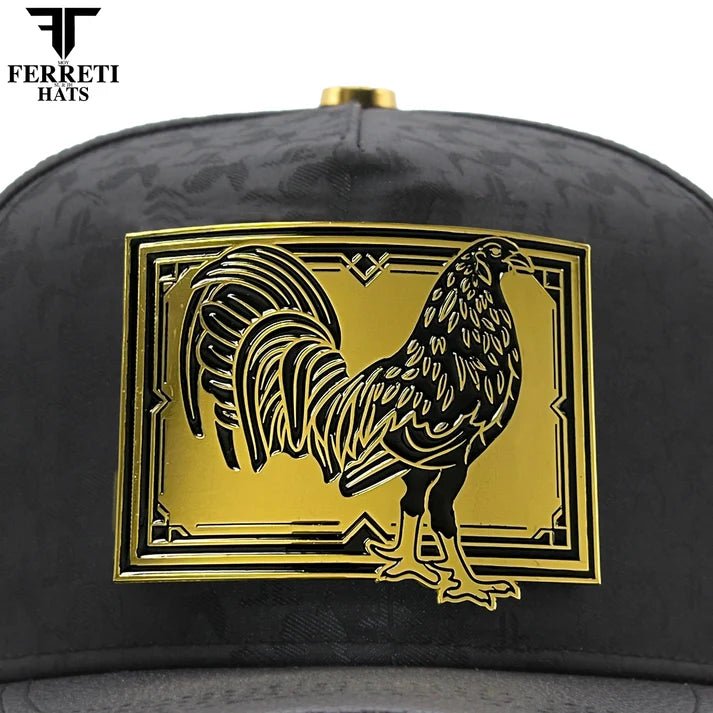 FERRETI HATS PREMIUM FT204 Golden Rooster Baseball Cap For Men - Black - OriginalWestern.com