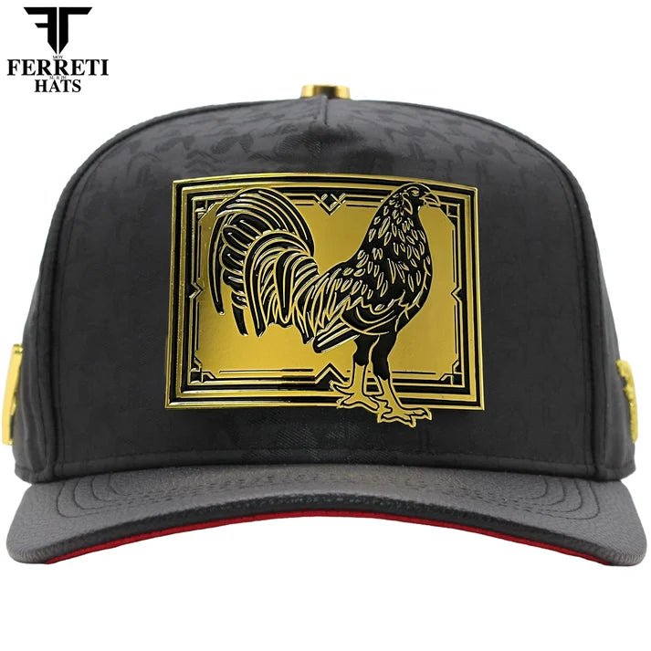 FERRETI HATS PREMIUM FT204 Golden Rooster Baseball Cap For Men - Black - OriginalWestern.com