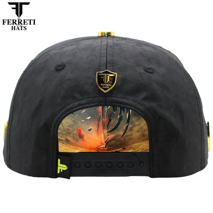 FERRETI HATS PREMIUM FT204 Golden Rooster Baseball Cap For Men - Black - OriginalWestern.com