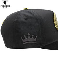 FERRETI HATS PREMIUM FT211 King of Gold Baseball Cap for Men - Black - OriginalWestern.com