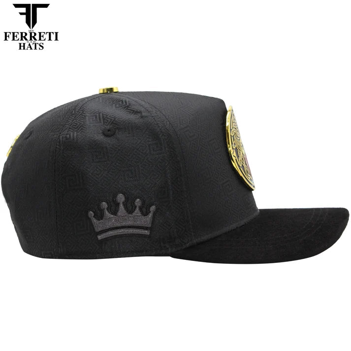 FERRETI HATS PREMIUM FT211 King of Gold Baseball Cap for Men - Black - OriginalWestern.com