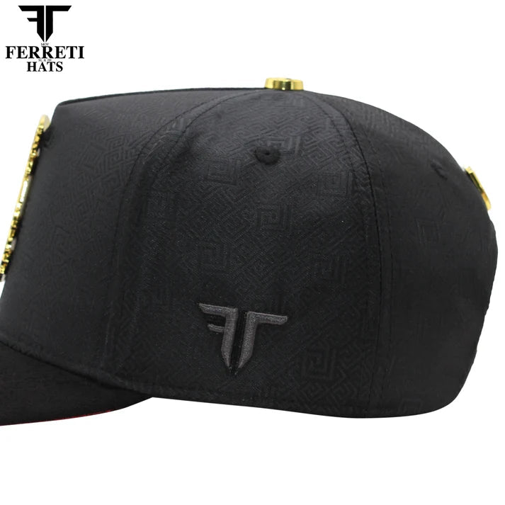 FERRETI HATS PREMIUM FT211 King of Gold Baseball Cap for Men - Black - OriginalWestern.com