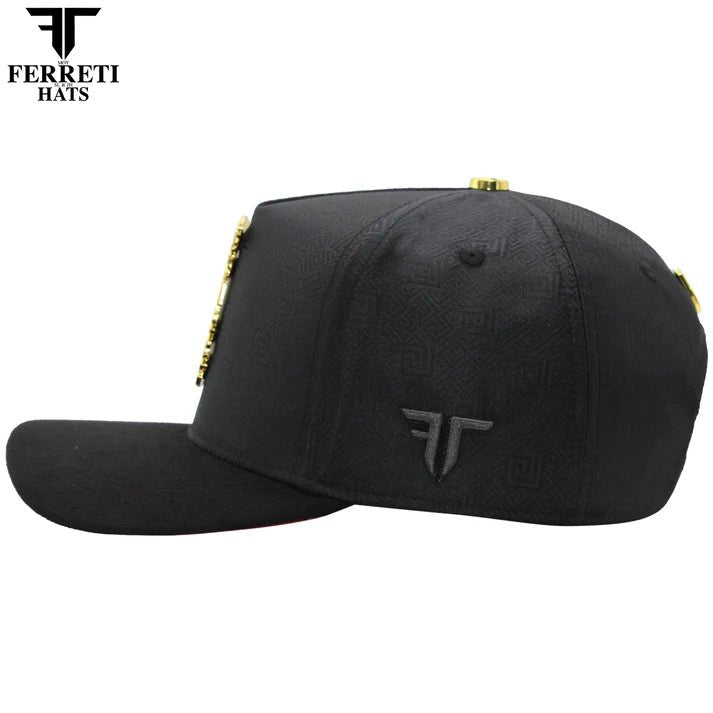 FERRETI HATS PREMIUM FT211 King of Gold Baseball Cap for Men - Black - OriginalWestern.com