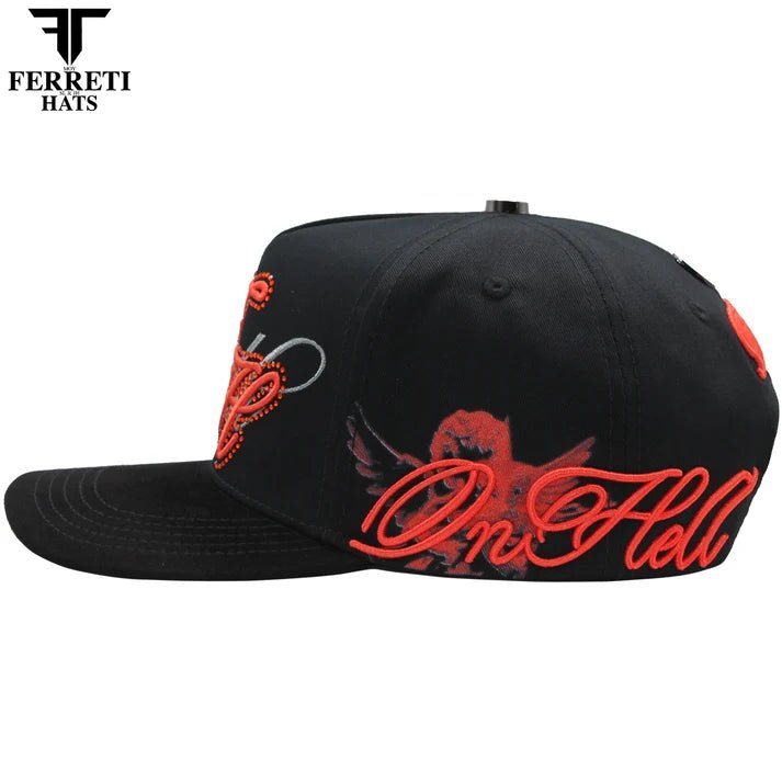 FERRETI HATS PREMIUM FT217 Angels On Hell Baseball Cap For Men - Black - OriginalWestern.com