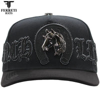 FERRETI HATS PREMIUM FT219 Ranch Life Baseball Cap For Men - Black - OriginalWestern.com