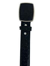 Full Quill Ostrich Skin Print Western Belt with Removable Buckle - Black - OriginalWestern.com