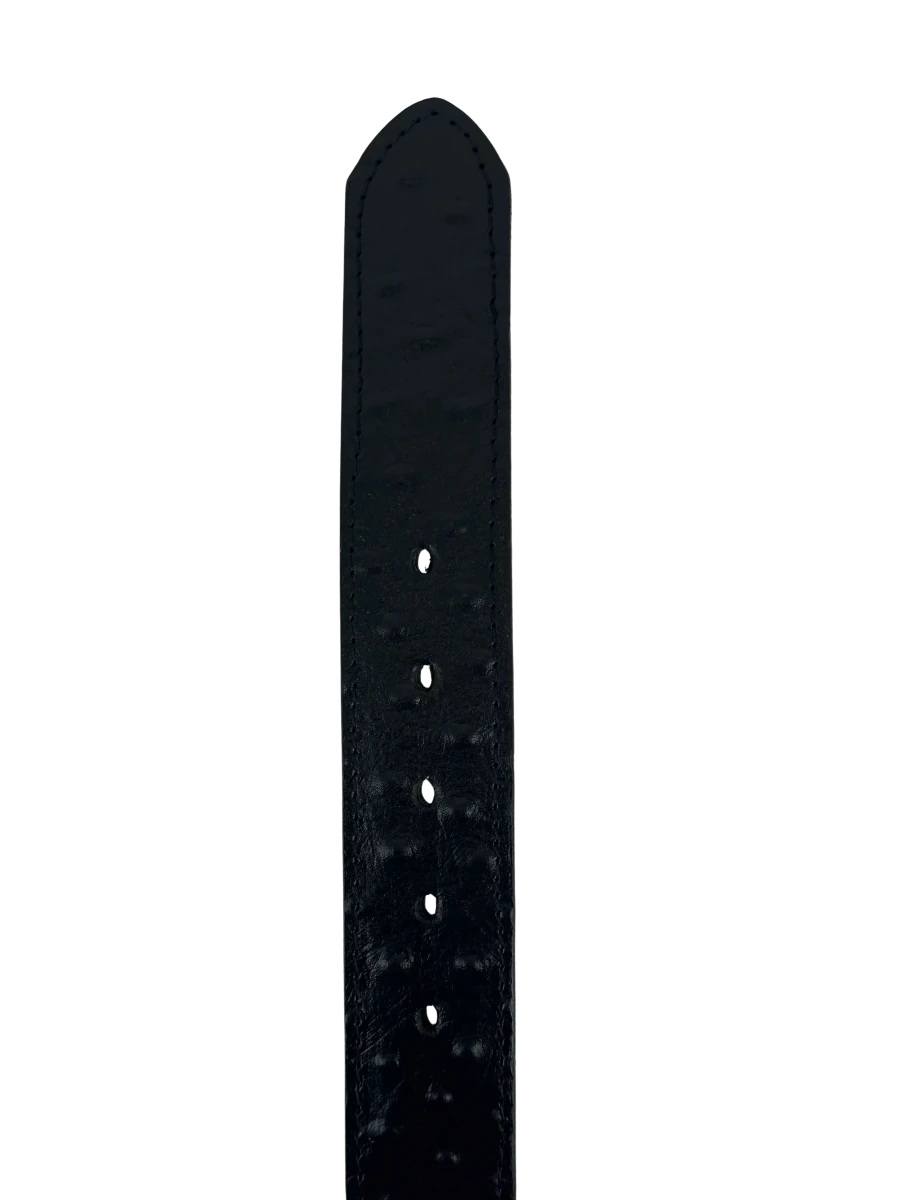 Full Quill Ostrich Skin Print Western Belt with Removable Buckle - Black - OriginalWestern.com