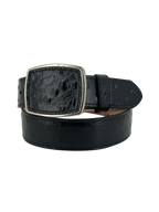Full Quill Ostrich Skin Print Western Belt with Removable Buckle - Black - OriginalWestern.com
