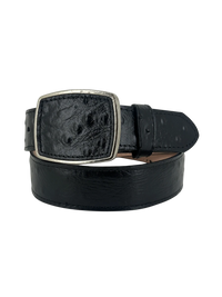 Full Quill Ostrich Skin Print Western Belt with Removable Buckle - Black - OriginalWestern.com