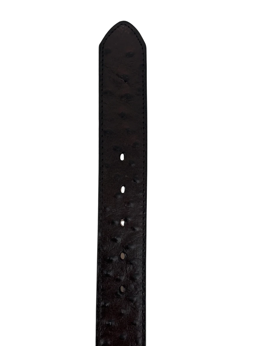 Full Quill Ostrich Skin Print Western Belt with Removable Buckle - Brown - OriginalWestern.com