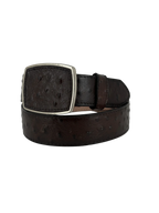 Full Quill Ostrich Skin Print Western Belt with Removable Buckle - Brown - OriginalWestern.com