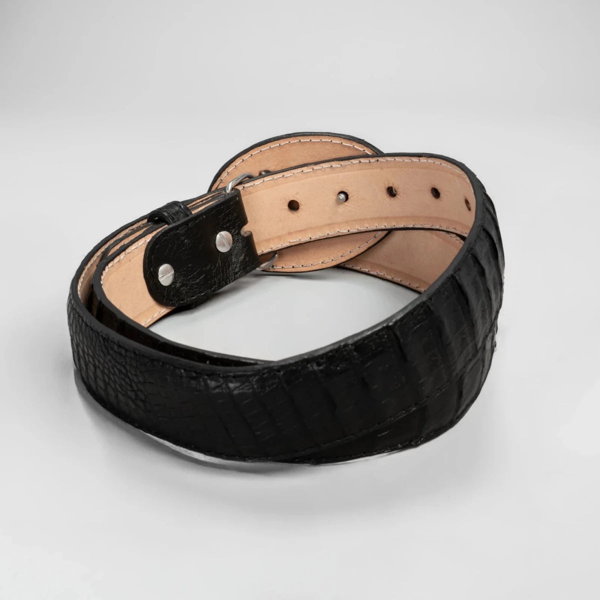 Genuine Exotic Caiman Alligator Crocodile Skin Cowboy Belt with Removable Buckle - Black - OriginalWestern.com