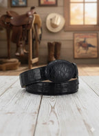 Genuine Exotic Caiman Alligator Crocodile Skin Cowboy Belt with Removable Buckle - Black - OriginalWestern.com