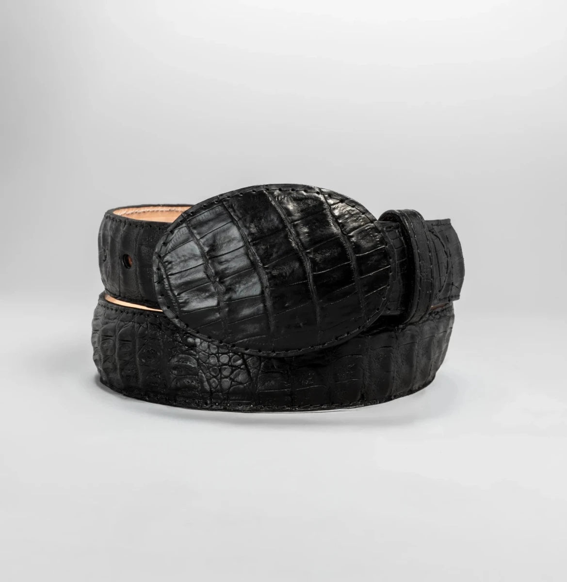 Genuine Exotic Caiman Alligator Crocodile Skin Cowboy Belt with Removable Buckle - Black - OriginalWestern.com
