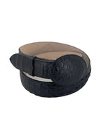 Genuine Exotic Caiman Alligator Crocodile Skin Cowboy Belt with Removable Buckle - Black - OriginalWestern.com