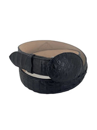 Genuine Exotic Caiman Alligator Crocodile Skin Cowboy Belt with Removable Buckle - Black - OriginalWestern.com