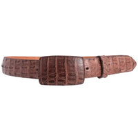Genuine Exotic Caiman Alligator Crocodile Skin Cowboy Belt with Removable Buckle - Brown - OriginalWestern.com