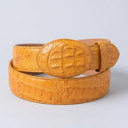 Genuine Exotic Caiman Alligator Crocodile Skin Western Belt with Removable Buckle - Buttercup - OriginalWestern.com
