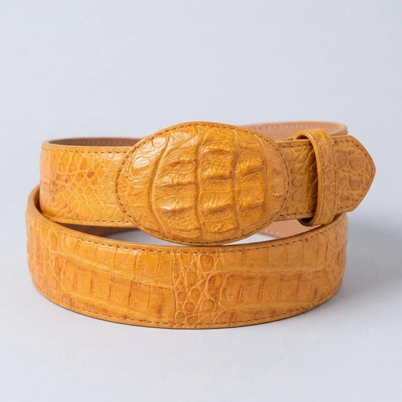 Genuine Exotic Caiman Alligator Crocodile Skin Western Belt with Removable Buckle - Buttercup - OriginalWestern.com