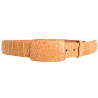 Genuine Exotic Caiman Alligator Crocodile Skin Western Belt with Removable Buckle - Buttercup - OriginalWestern.com