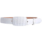 Genuine Exotic Caiman Alligator Crocodile Skin Western Belt with Removable Buckle - White - OriginalWestern.com
