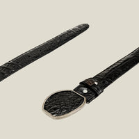 Genuine Exotic Caiman Alligator Skin Cowboy Belt with Removable Buckle - Black - OriginalWestern.com