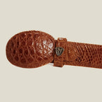 Genuine Exotic Caiman Alligator Skin Cowboy Belt with Removable Buckle - Cognac - OriginalWestern.com