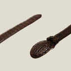 Genuine Exotic Caiman Alligator Skin Western Belt with Removable Buckle - Brown - OriginalWestern.com