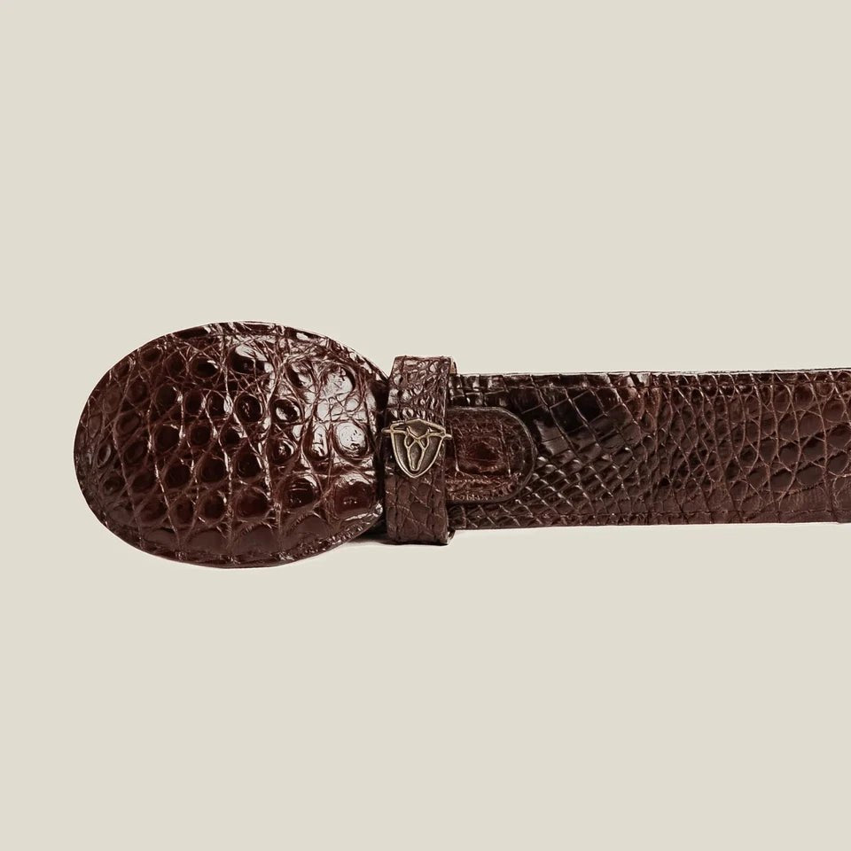 Genuine Exotic Caiman Alligator Skin Western Belt with Removable Buckle - Brown - OriginalWestern.com