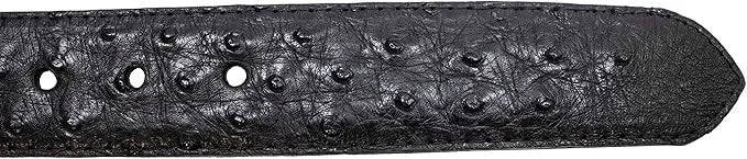Genuine Exotic Full Quill Ostrich Skin Cowboy Belt with Removable Buckle - Black - OriginalWestern.com