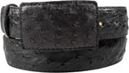 Genuine Exotic Full Quill Ostrich Skin Cowboy Belt with Removable Buckle - Black - OriginalWestern.com