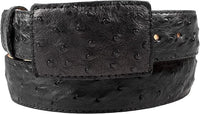 Genuine Exotic Full Quill Ostrich Skin Cowboy Belt with Removable Buckle - Black - OriginalWestern.com