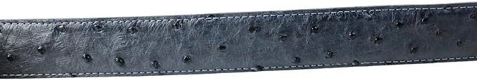 Genuine Exotic Full Quill Ostrich Skin Cowboy Belt with Removable Buckle - Blue Jeans - OriginalWestern.com